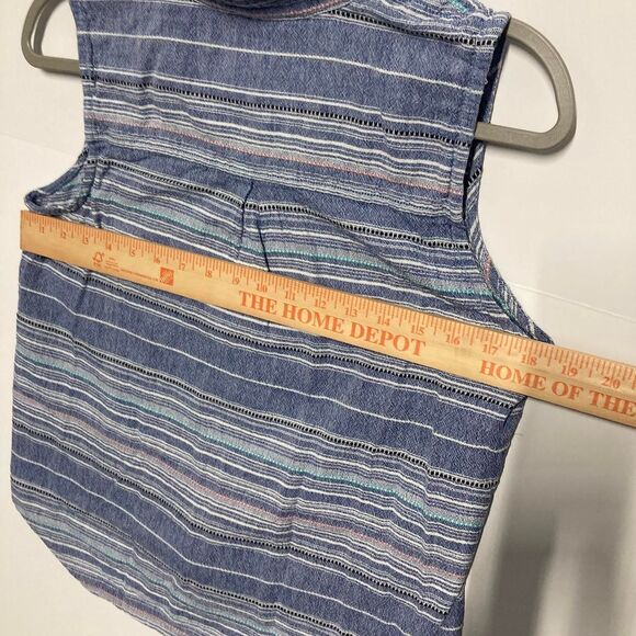 Beachlunchlounge 100% Cotton Striped Sleeveless Button Down Shirt Tie Front - Picture 5 of 8